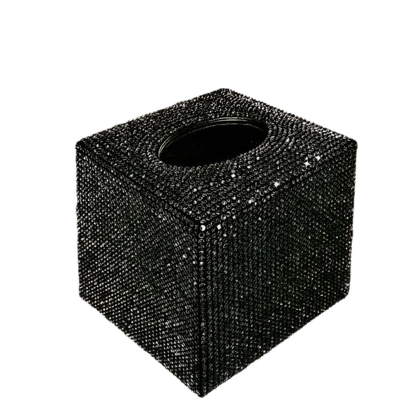 Black Rhinestone Tissue Box Cover -   Dimensions: 13.5CM